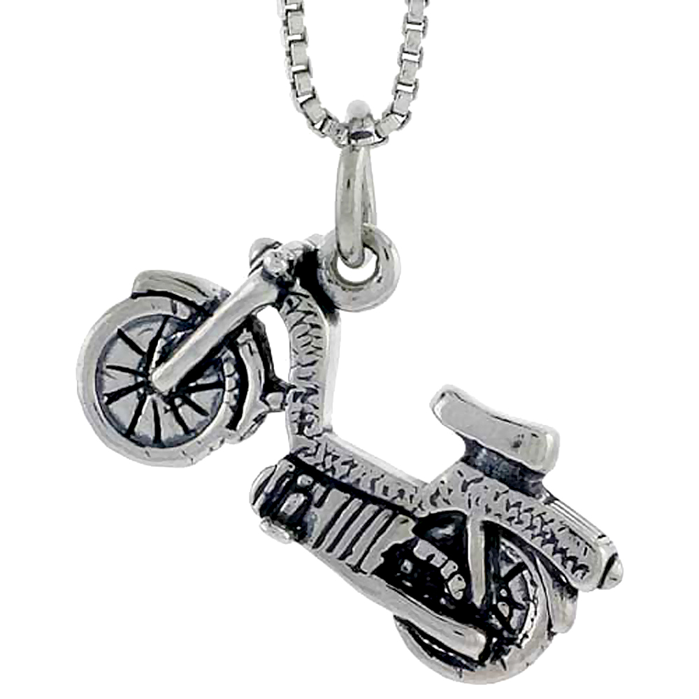 Sterling Silver Lightweight Motorcycle Charm, 3/8 inch tall