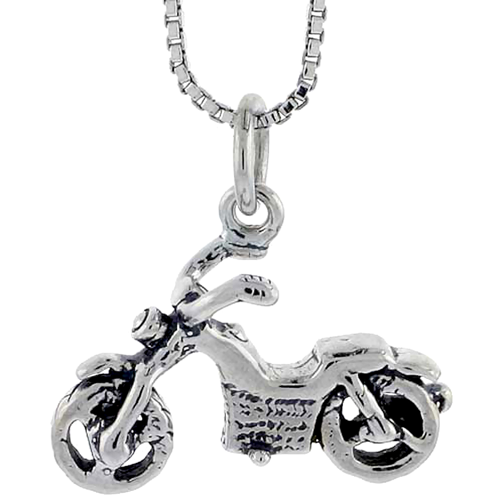 Sterling Silver Motorcycle Charm, 1/2 inch tall