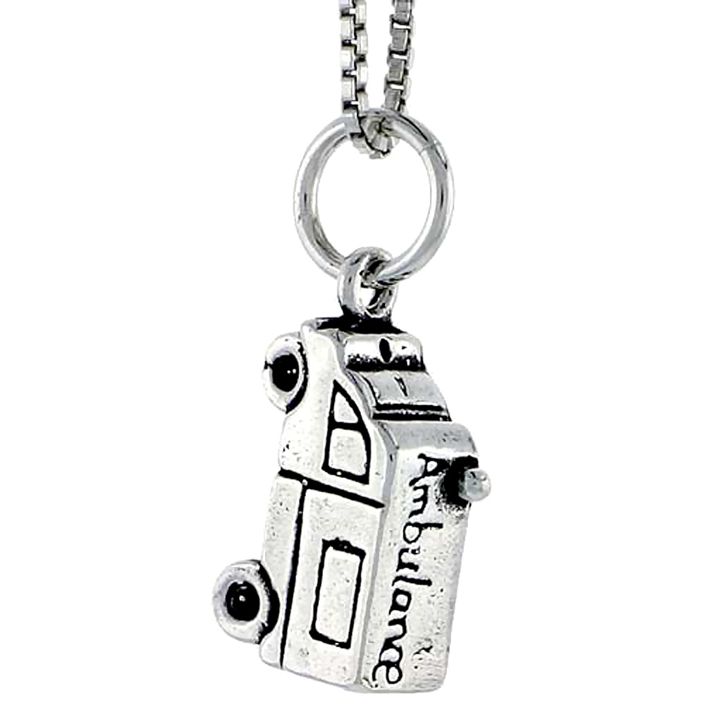 Sterling Silver Ambulance Charm, 1/2 inch tall