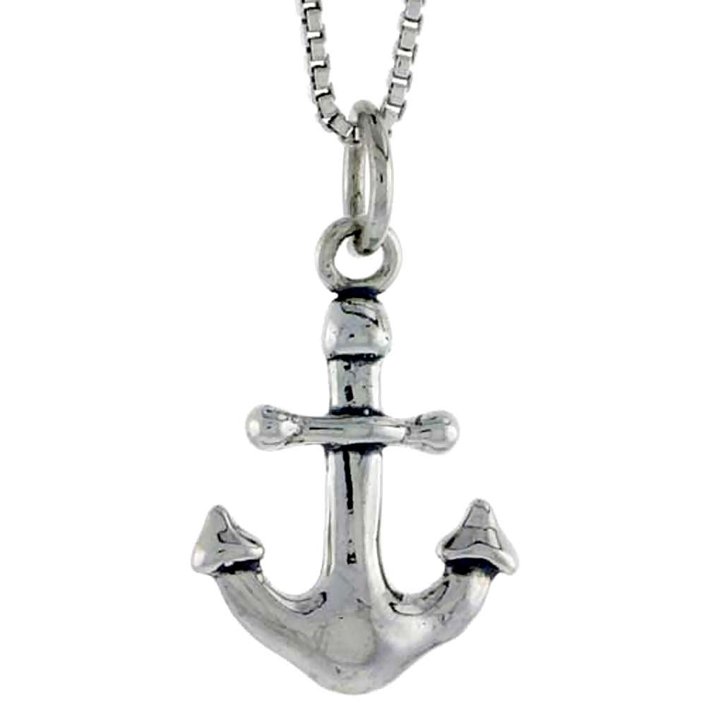 Sterling Silver Anchor Charm, 3/4 inch tall