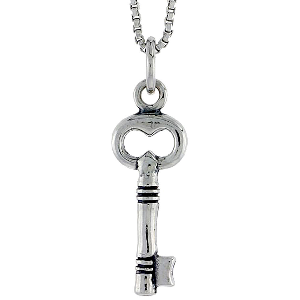Sterling Silver Key Charm, 3/4 inch tall
