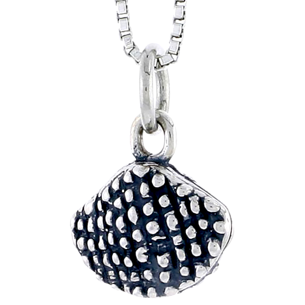 Sterling Silver Clam Shell Charm, 3/8 inch tall