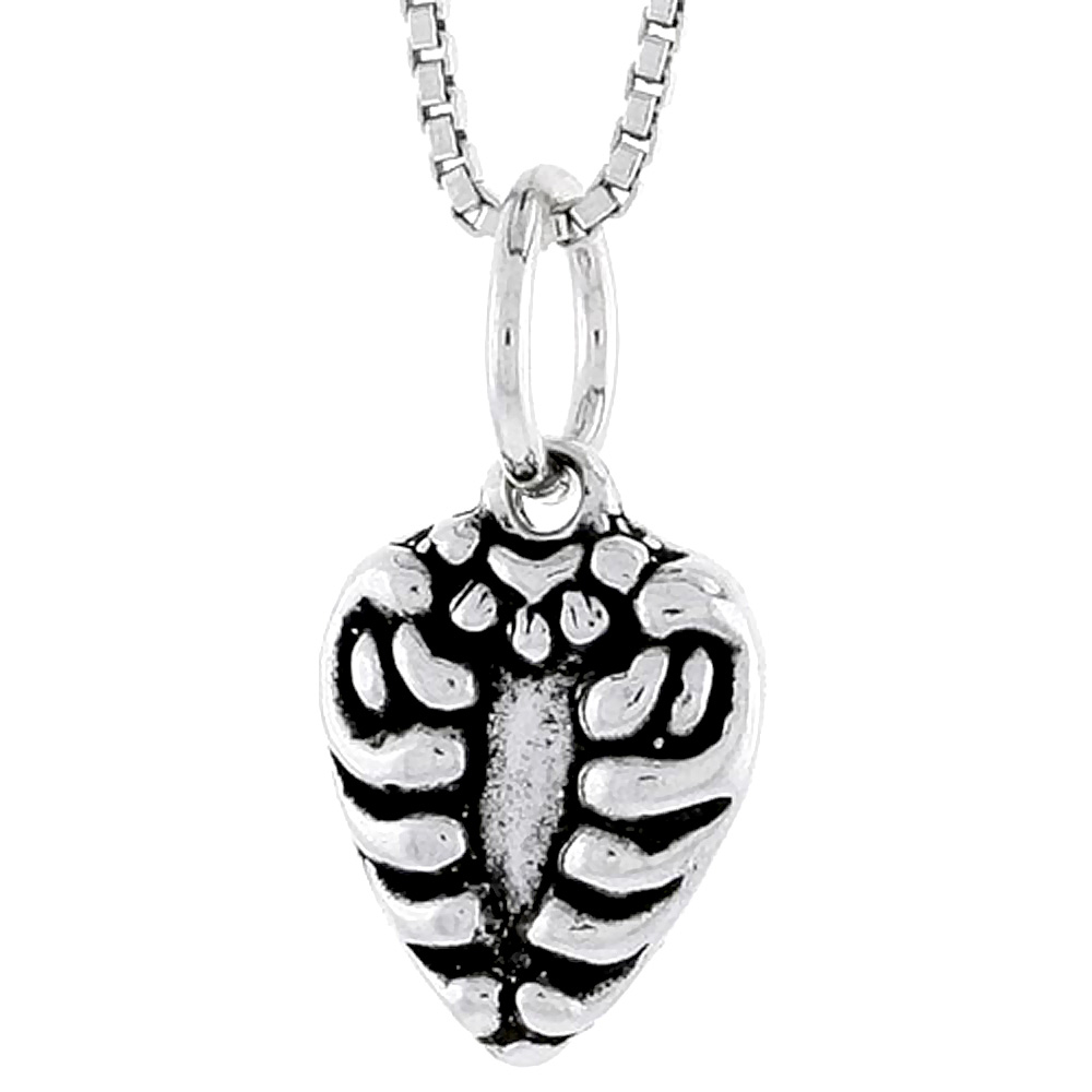 Sterling Silver Heart Charm, 1/2 inch tall