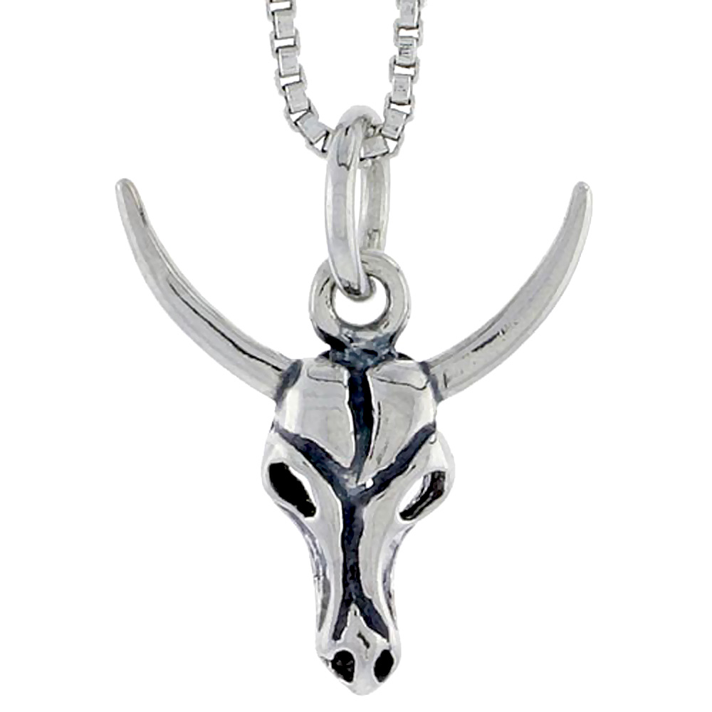 Sterling Silver Cow Skull Charm, 5/8 inch tall
