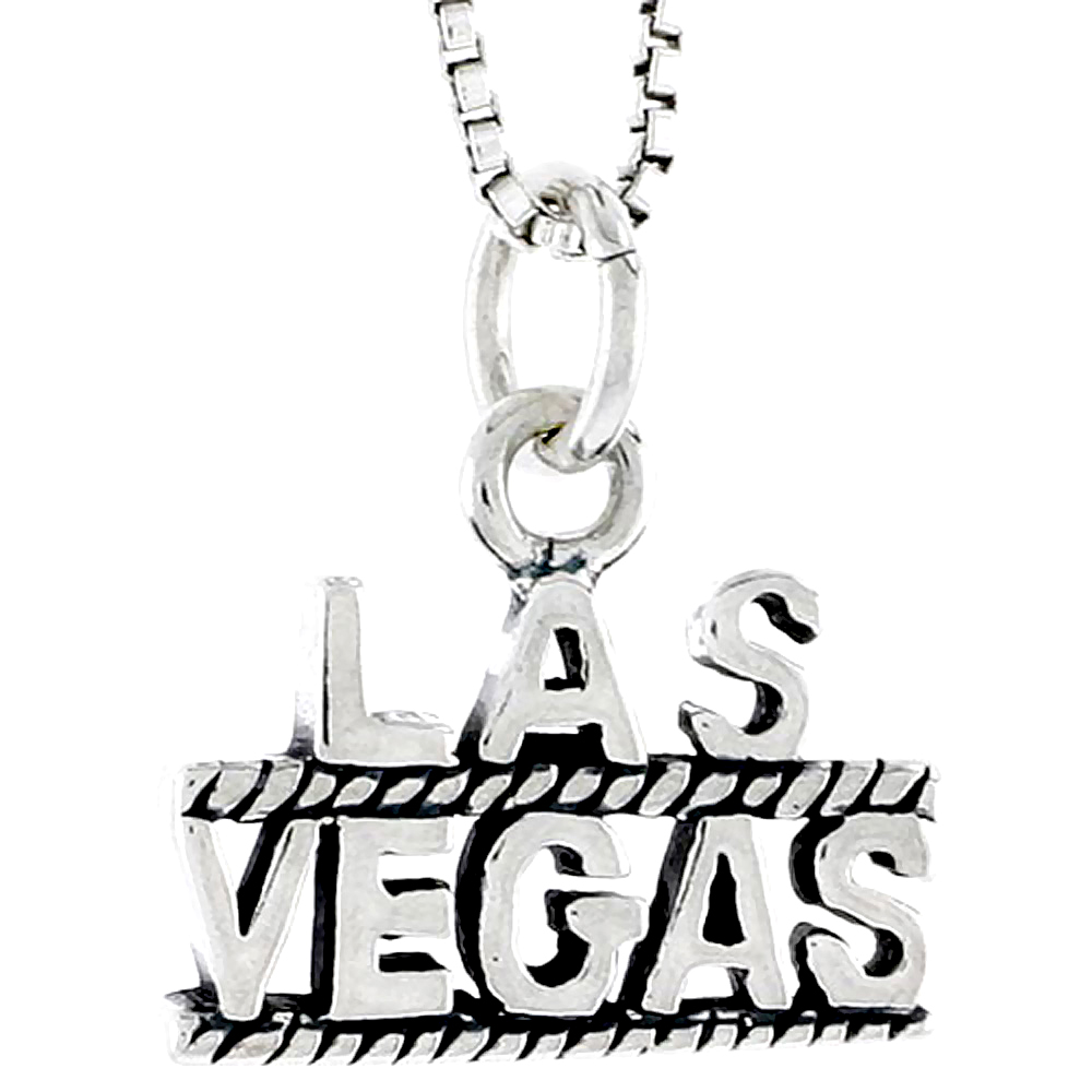 Sterling Silver Las Vegas Word Charm, 3/8 inch tall