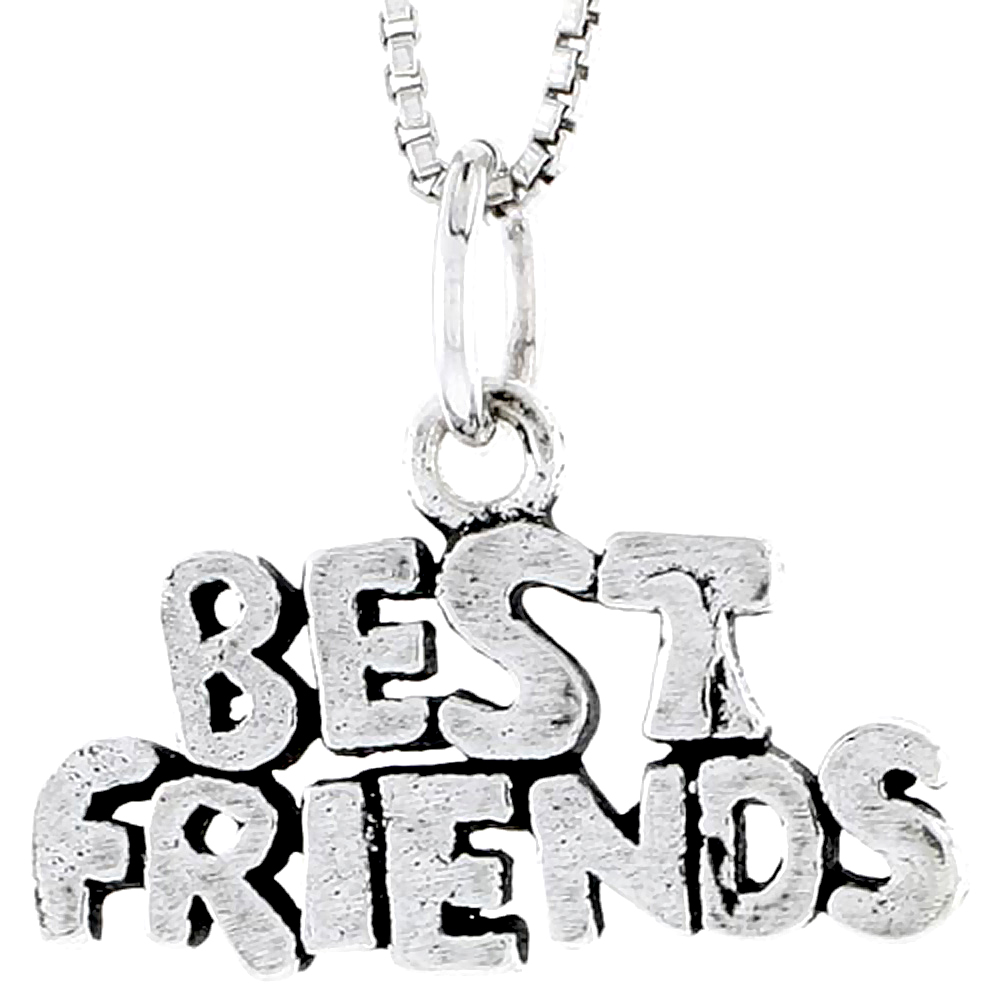 Sterling Silver Best Friends Word Charm, 1/2 inch tall