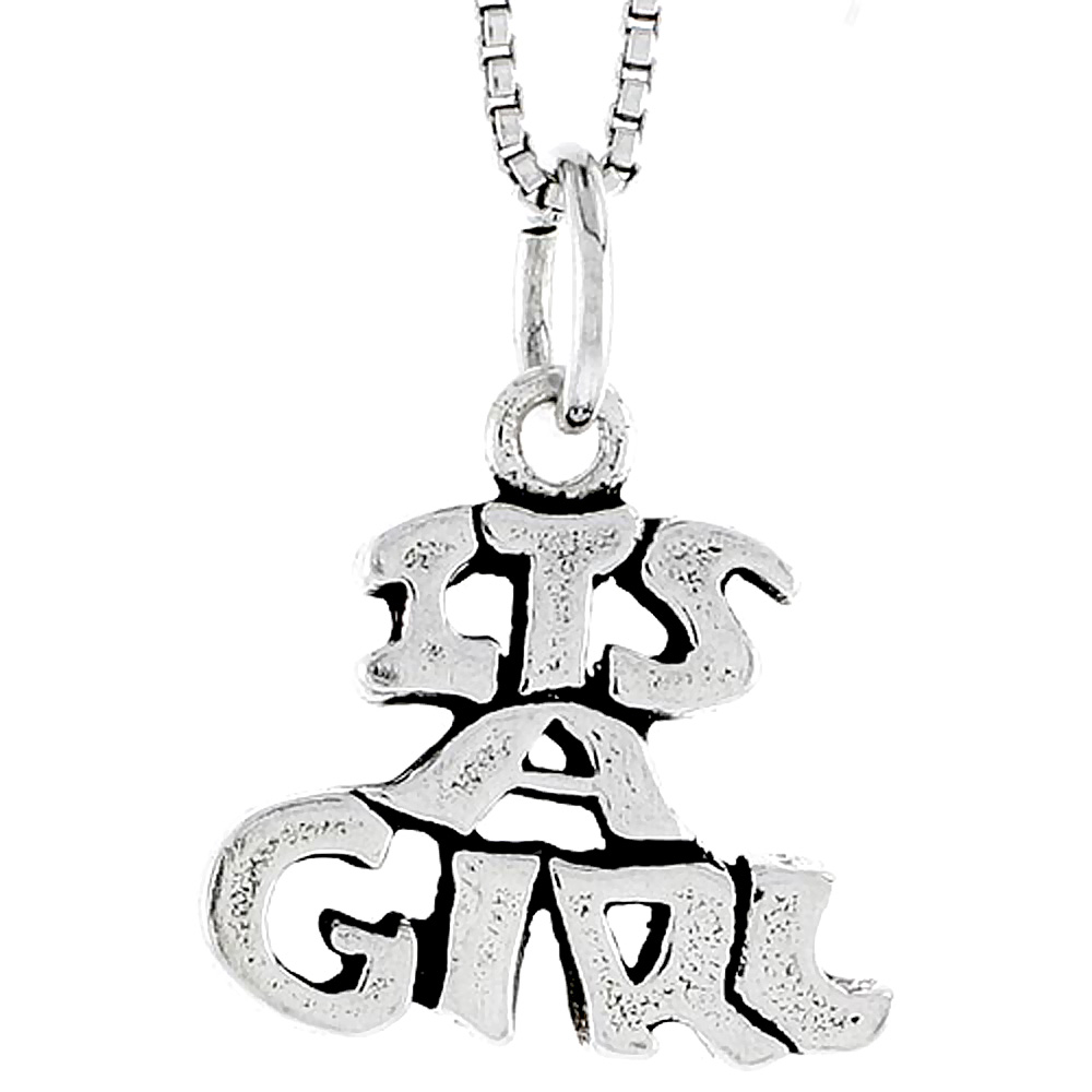 Sterling Silver It&#039;s a Girl Word Charm, 1/2 inch tall