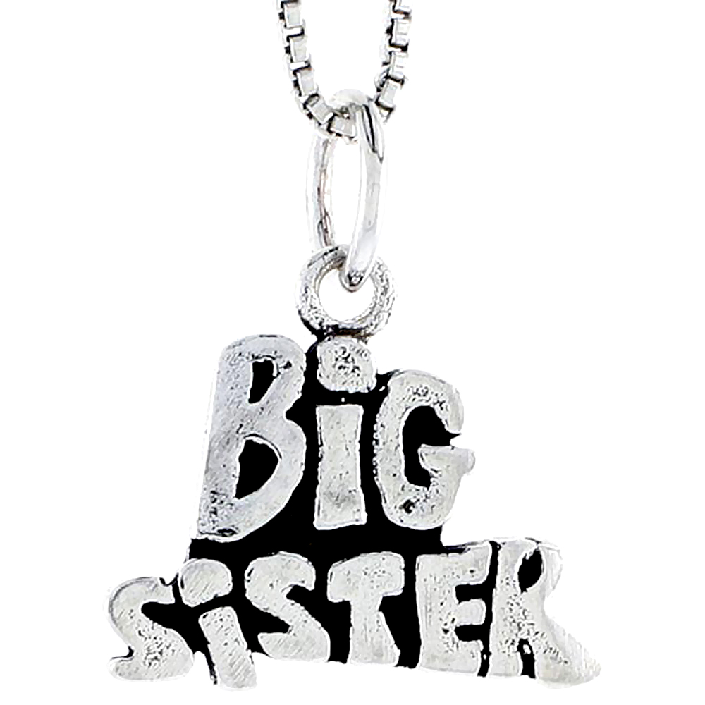 Sterling Silver Big Sister Word Charm, 1/2 inch tall