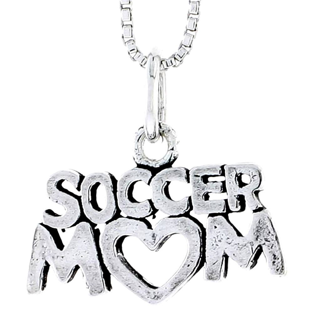 Sterling Silver Soccer Mom Word Charm, 1/2 inch tall