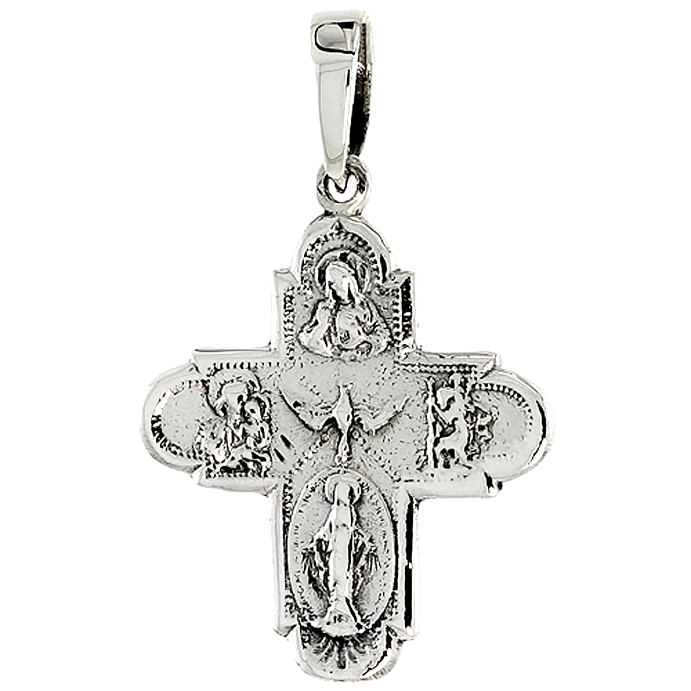 Sterling Silver 4-way Cross, 1 inch tall