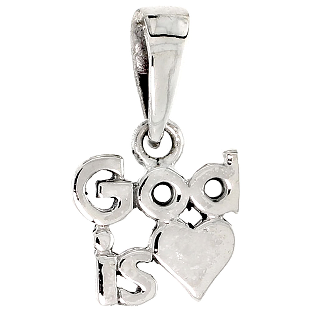 Sterling Silver God is Love Word Charm, 1/2 inch tall