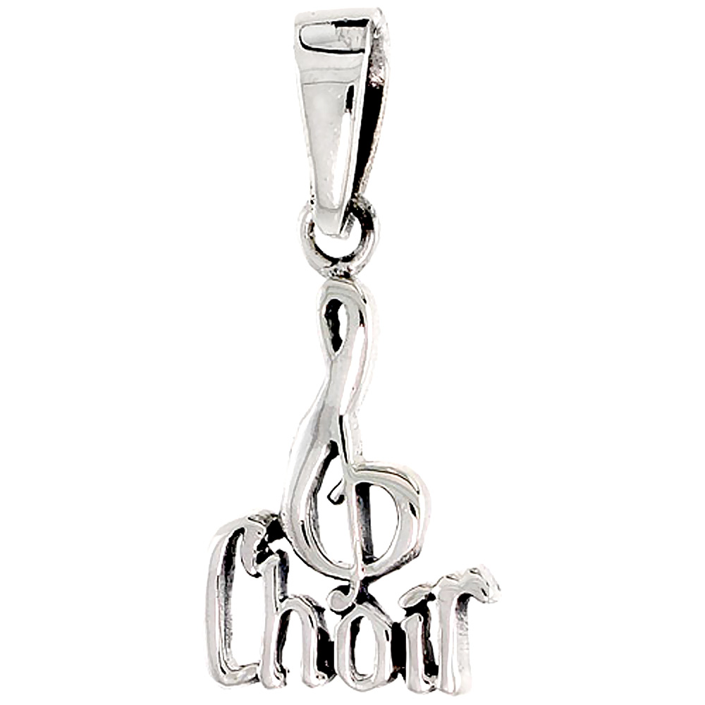 Sterling Silver G-Clef Choir Word Charm, 3/4 inch tall