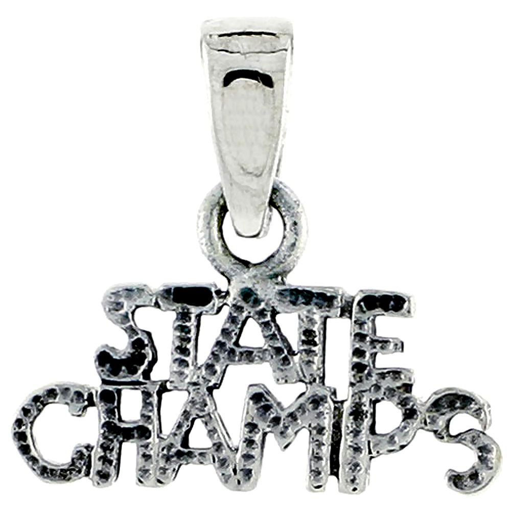 Sterling Silver State Champs Word Charm, 5/8 inch wide