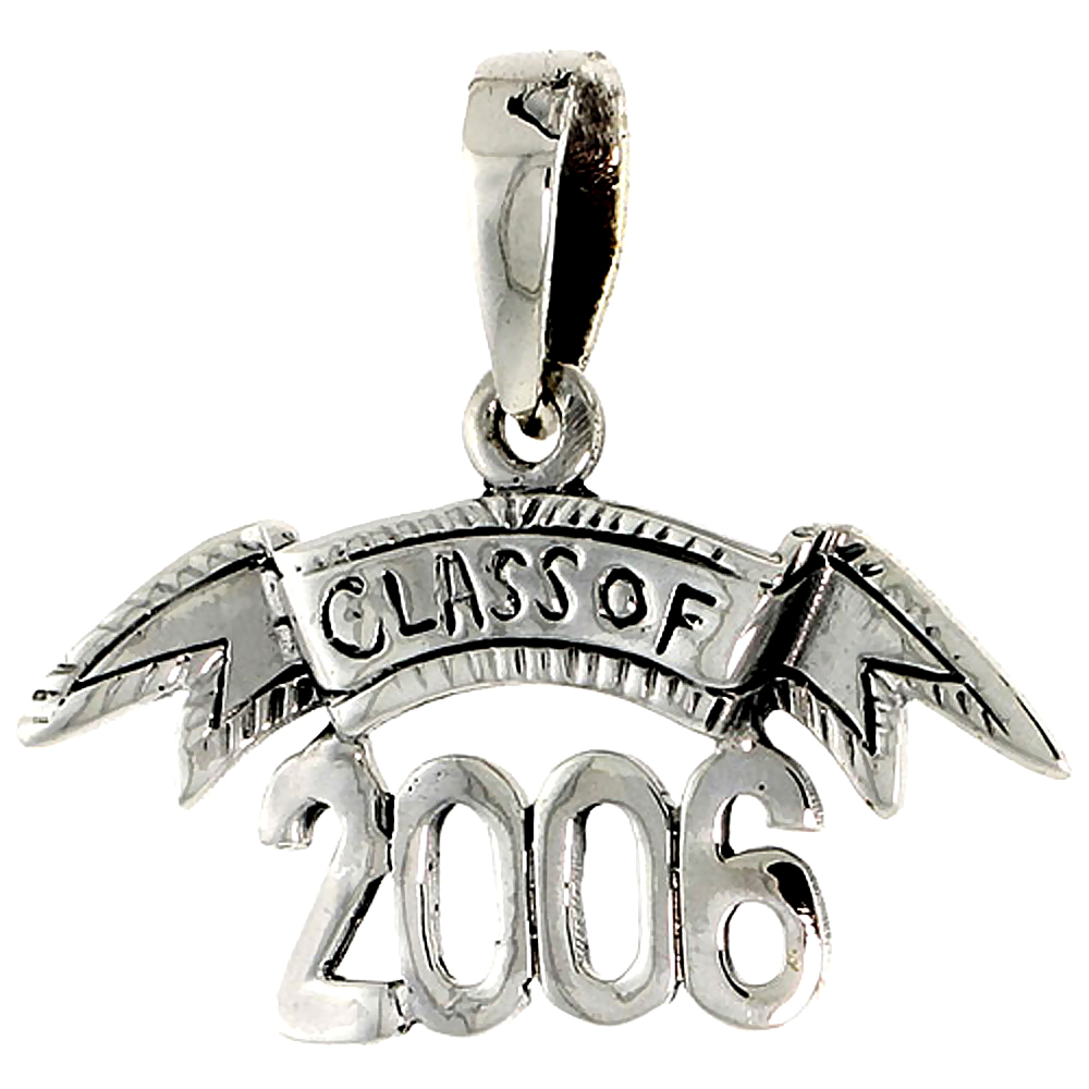 Sterling Silver Class of 2006 Word Charm, 1 1/16 inch wide