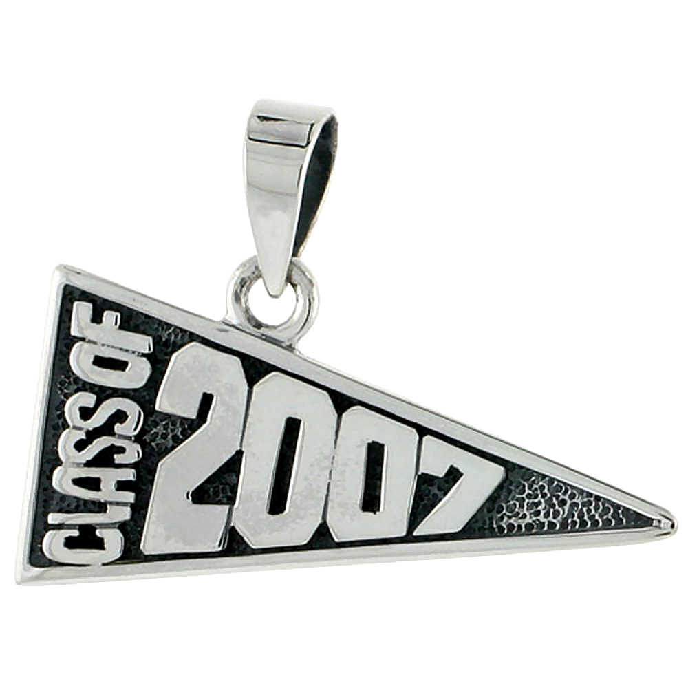 Sterling Silver Class of 2007 Graduation Charm, 1 1/8 inch wide
