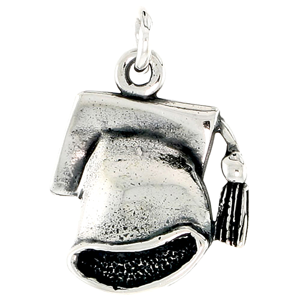 Sterling Silver Graduation Cap Charm, 3/4 inch tall