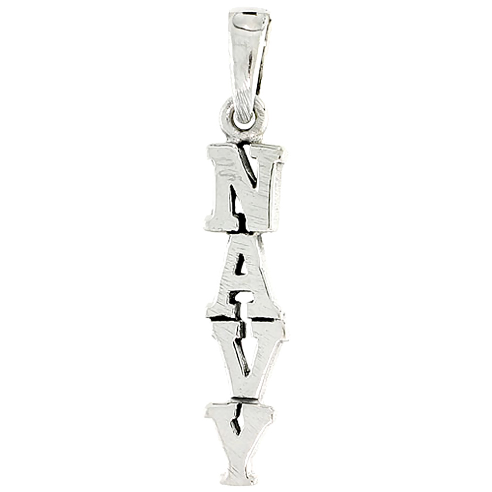 Sterling Silver US NAVY Word Charm, 1 inch tall
