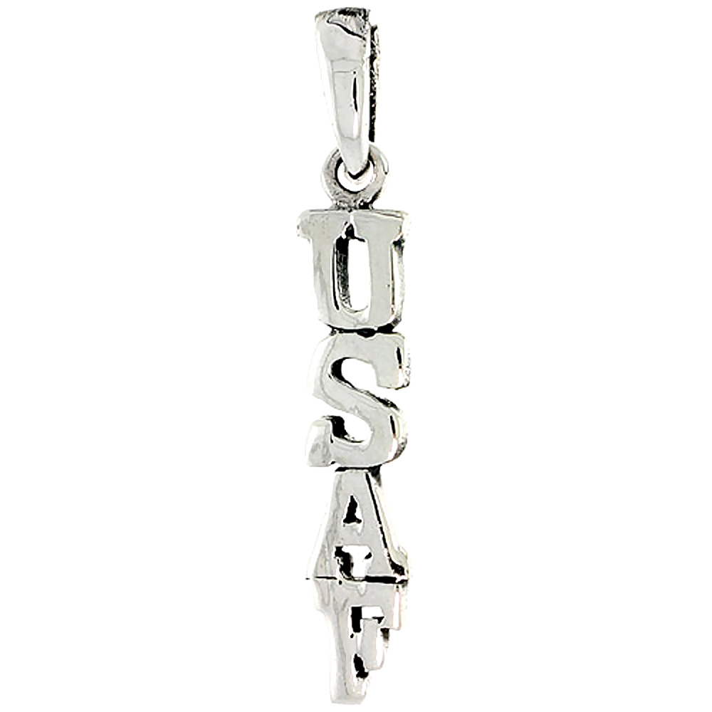 Sterling Silver US Air Force USAF Word Charm, 1 inch tall