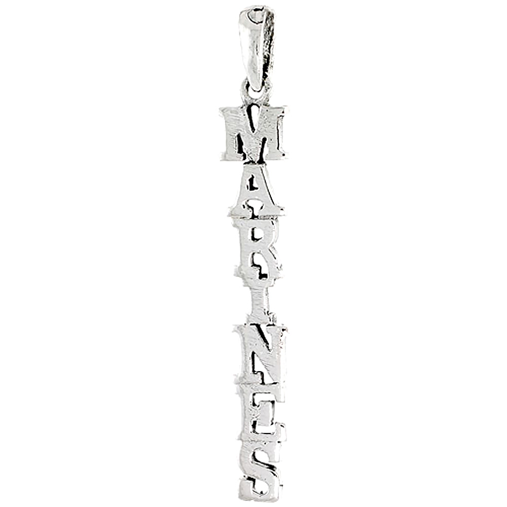 Sterling Silver US MARINES Word Charm, 1 1/2 inch tall