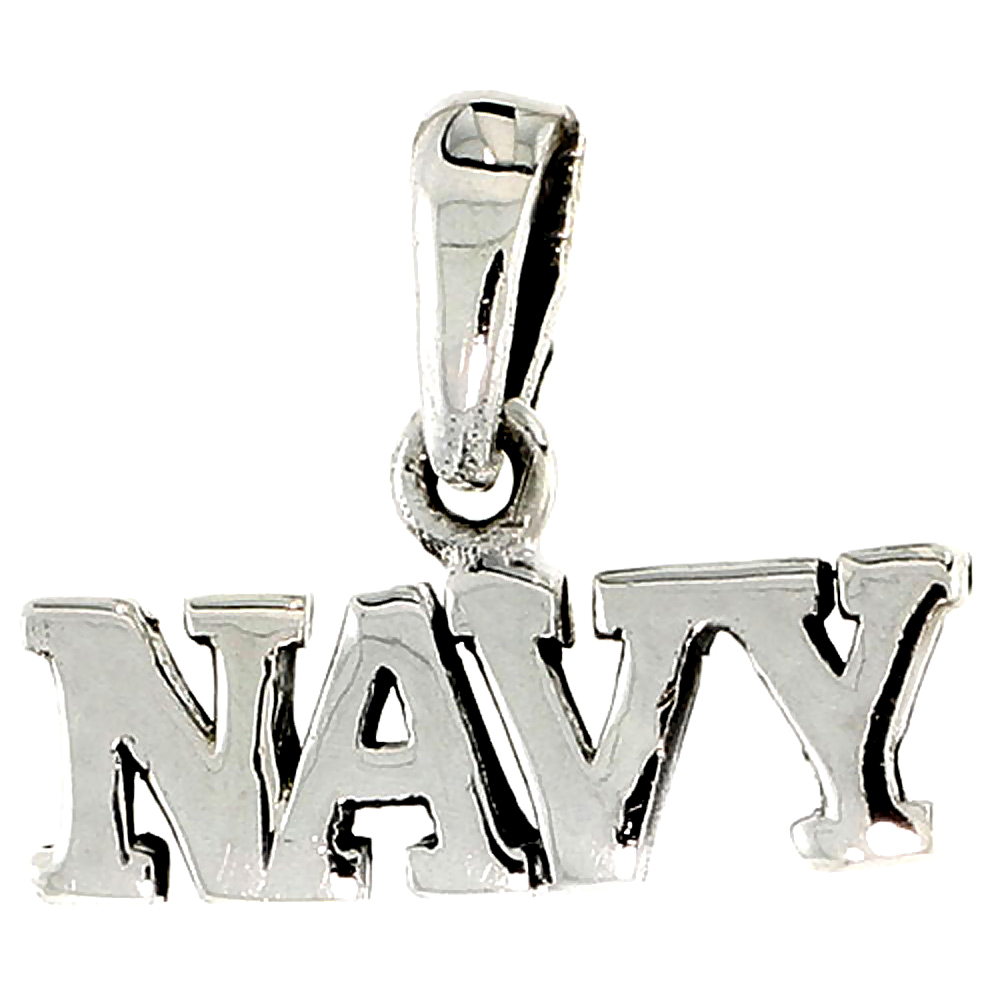 Sterling Silver US NAVY Word Charm, 3/4 inch wide