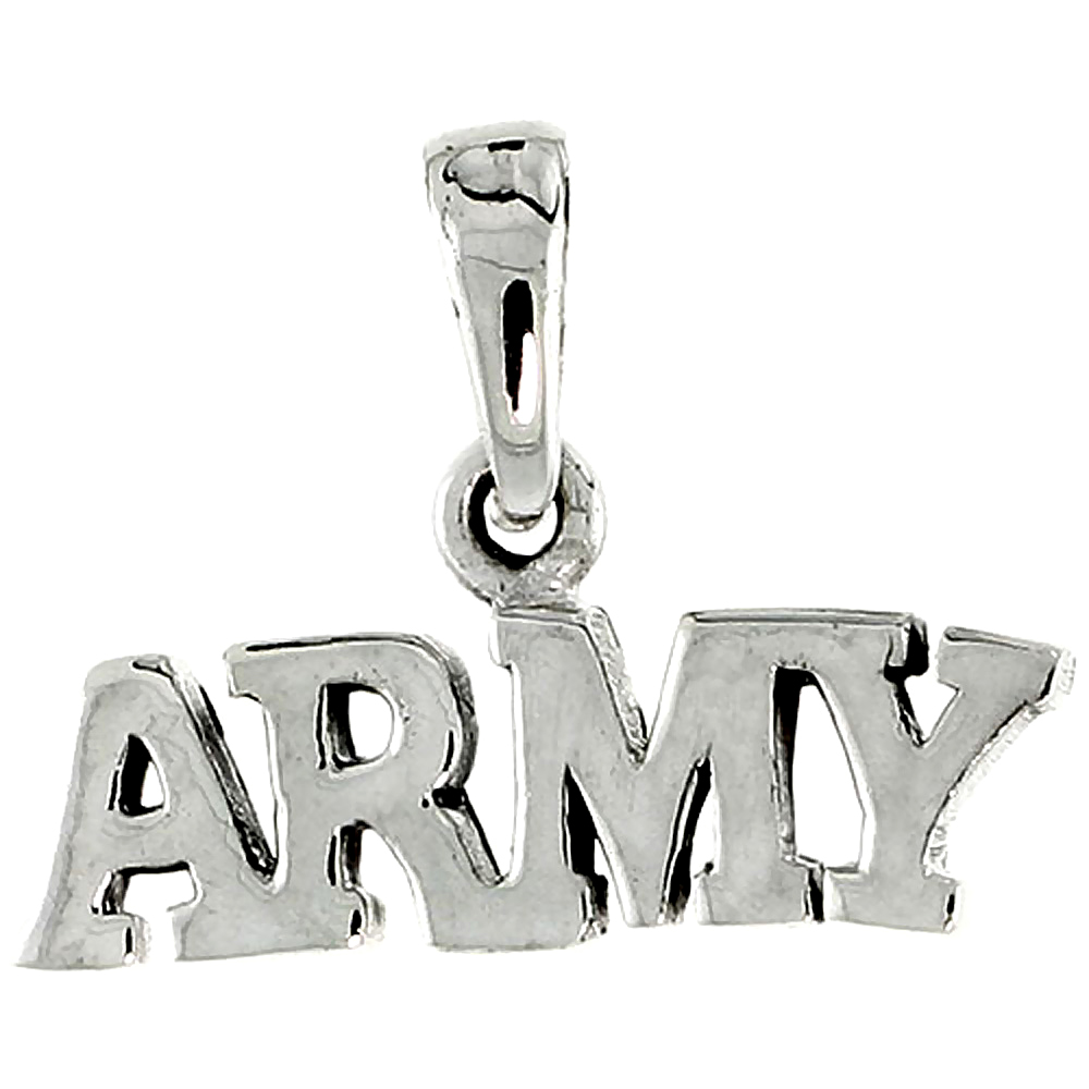 Sterling Silver US ARMY Word Charm, 3/4 inch wide