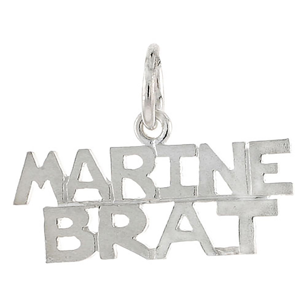 Sterling Silver MARINE BRAT Word Charm, 1 inch wide