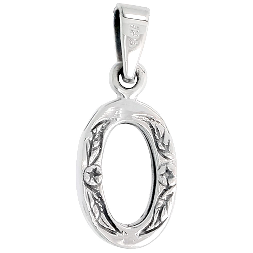 Sterling Silver Mini Photo Frame Floral Designed Charm, 3/4 inch tall