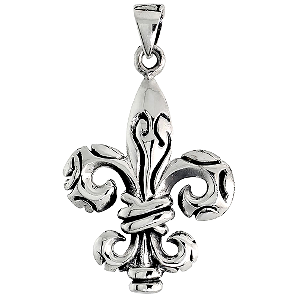 Sterling Silver Fleur de Lis Charm, 1 1/2 inch tall