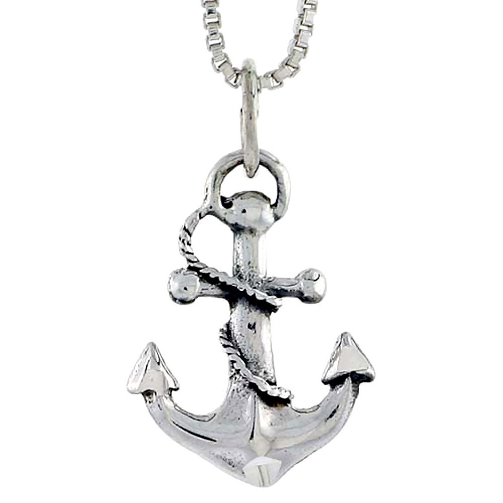 Sterling Silver Anchor Pendant, 3/4 inch tall