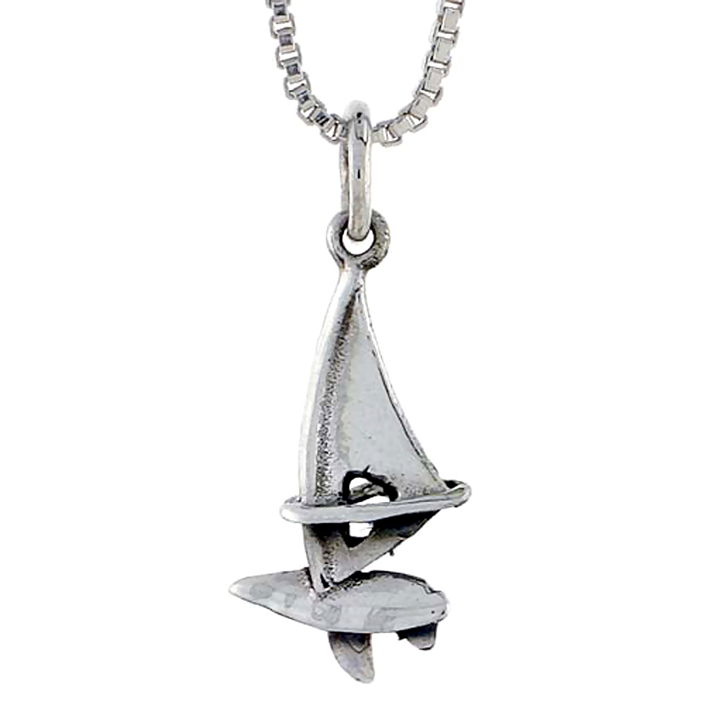 Sterling Silver Sailboat Pendant, 1 inch tall