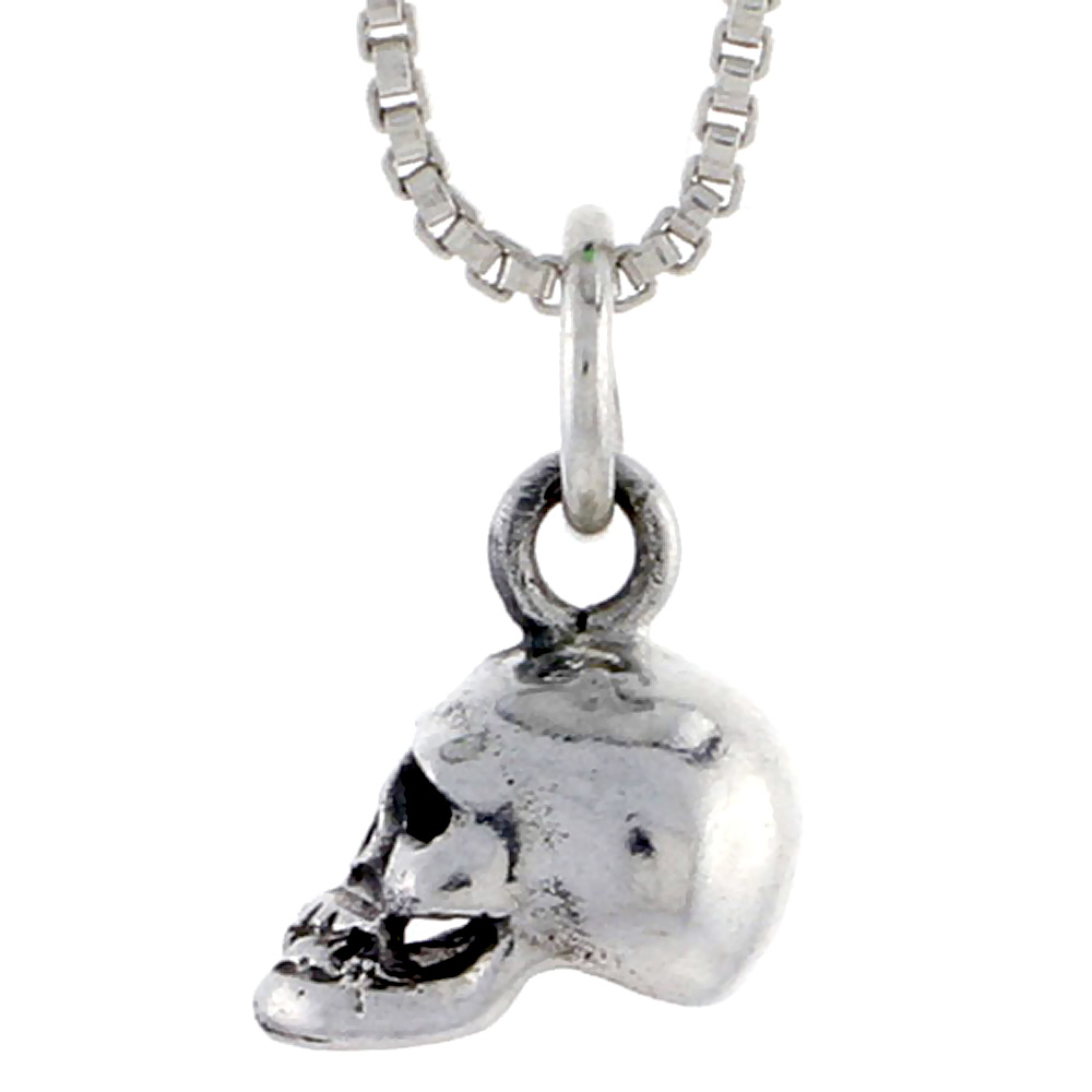 Sterling Silver Skull Pendant, 3/8 inch tall