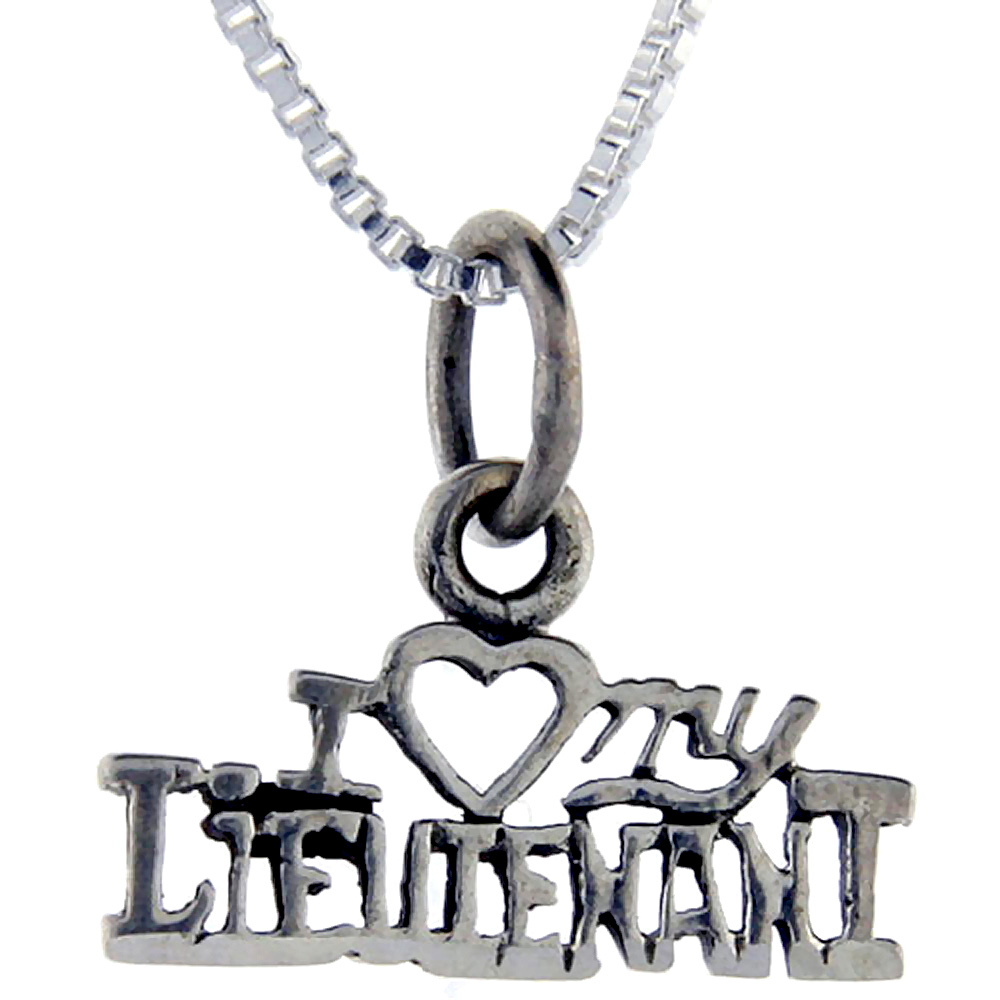 Sterling Silver I Love My Lieutenant Word Pendant, 1 inch wide