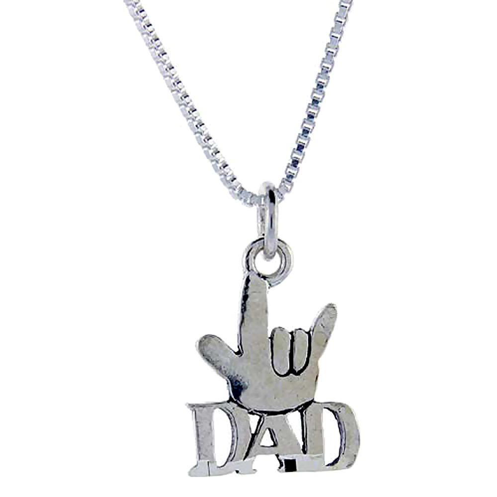 Sterling Silver Cool Dad Word Pendant, 1 inch wide