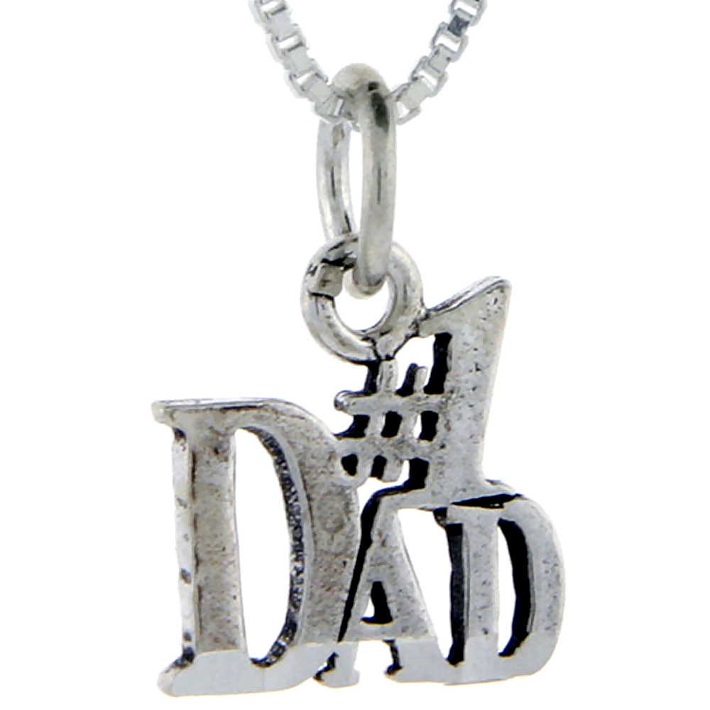 Sterling Silver Number 1 Dad Word Pendant, 1 inch wide