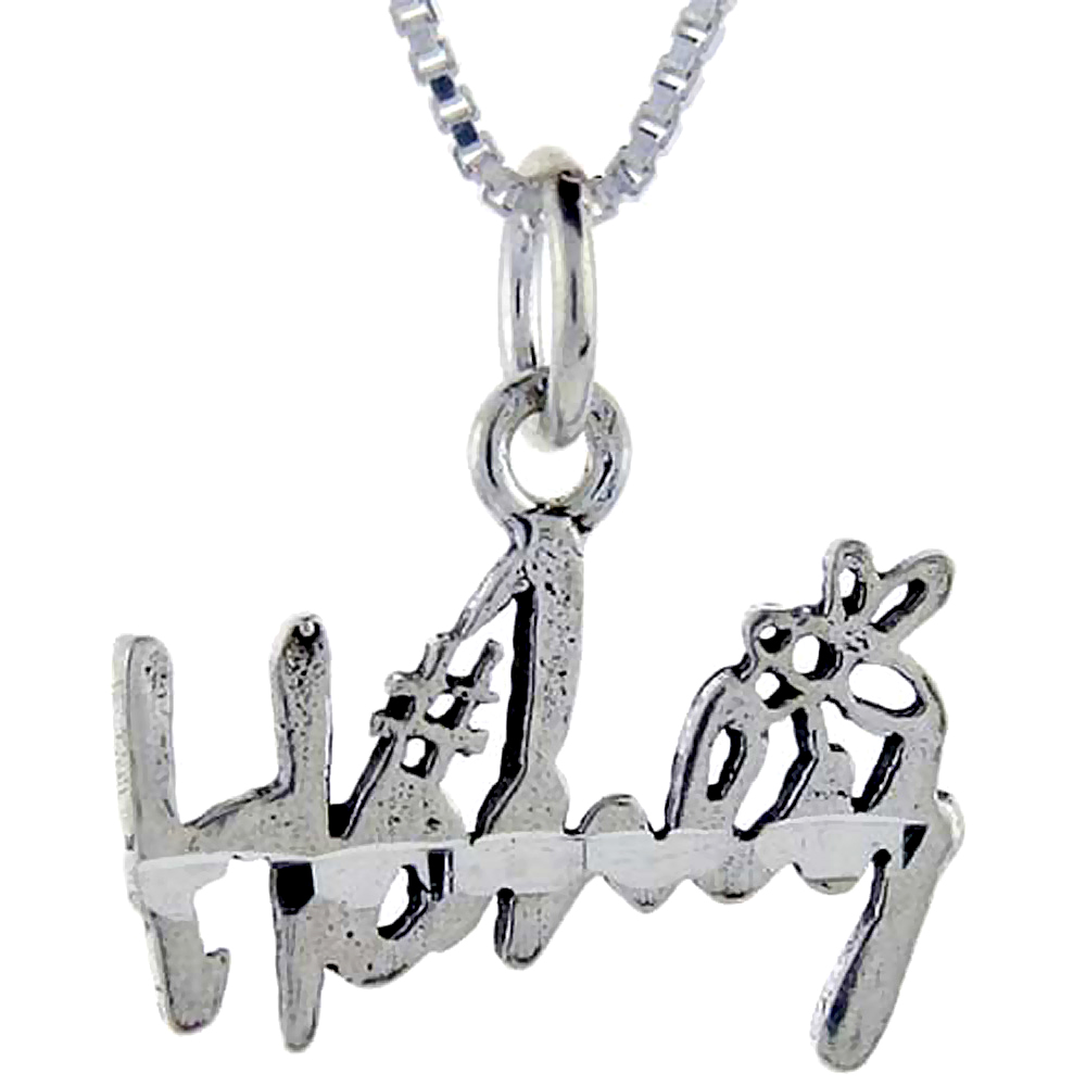 Sterling Silver Number 1 Honey Word Pendant, 1 inch wide