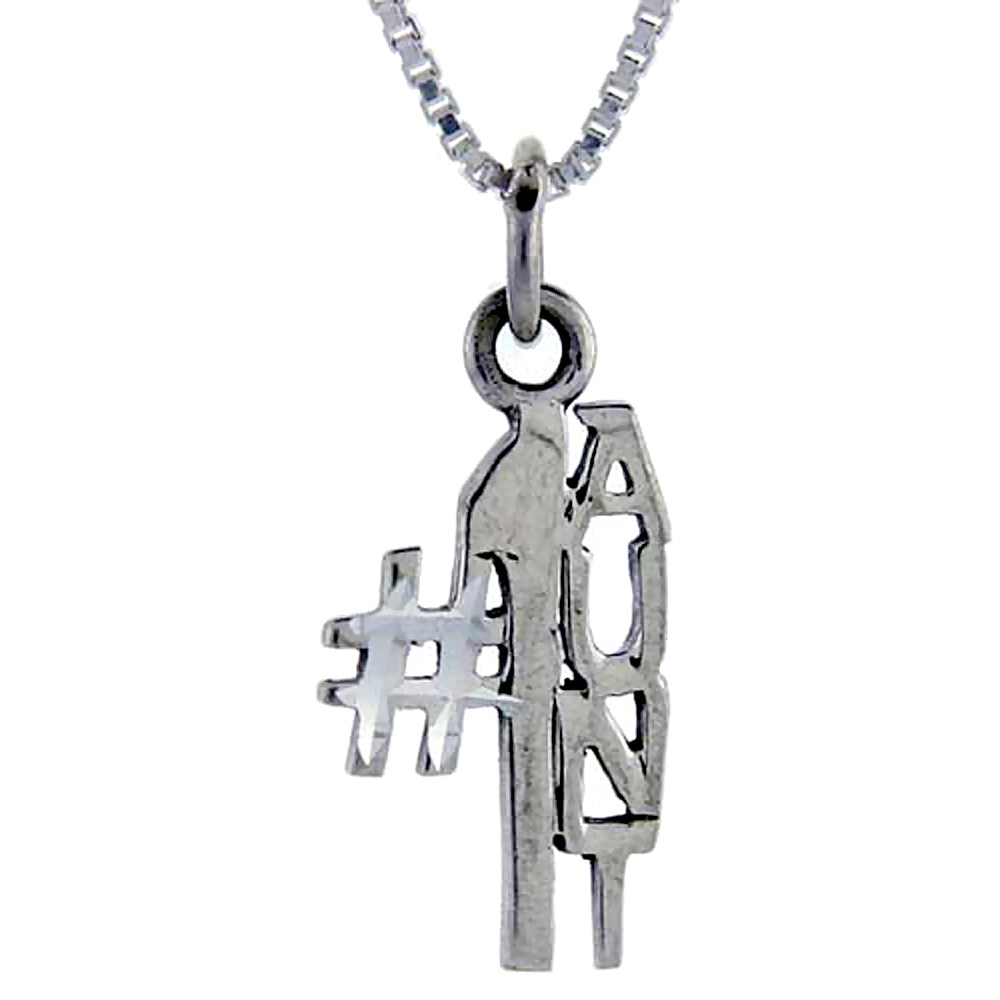 Sterling Silver Number 1 Aunt Word Pendant, 1 inch wide