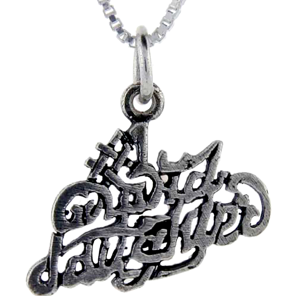Sterling Silver Number 1 Grand Daughter Word Pendant, 1 inch wide