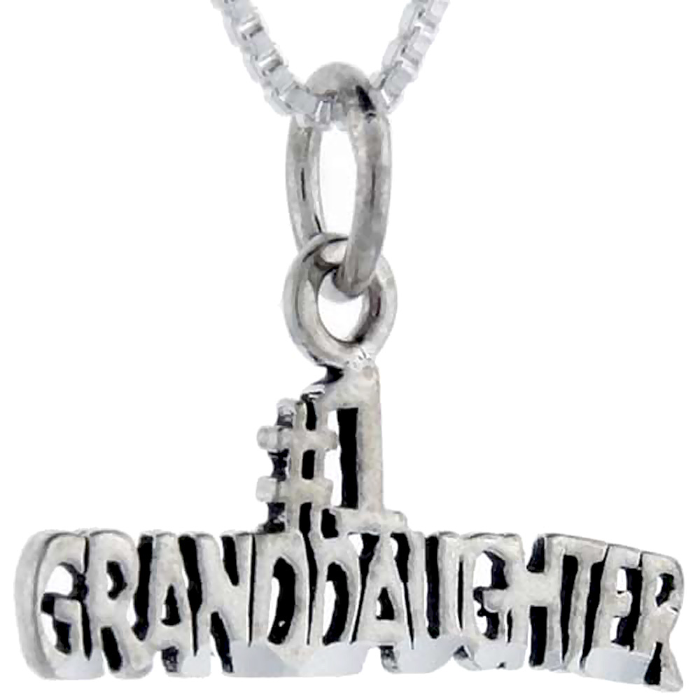 Sterling Silver Number 1 Grand Daughter Word Pendant, 1 inch wide