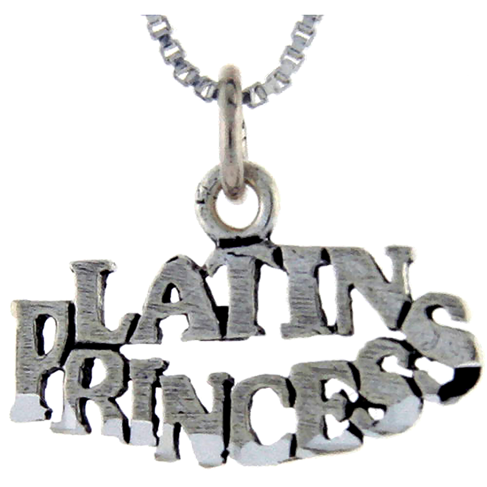 Sterling Silver Latin Princess Word Pendant, 1 inch wide