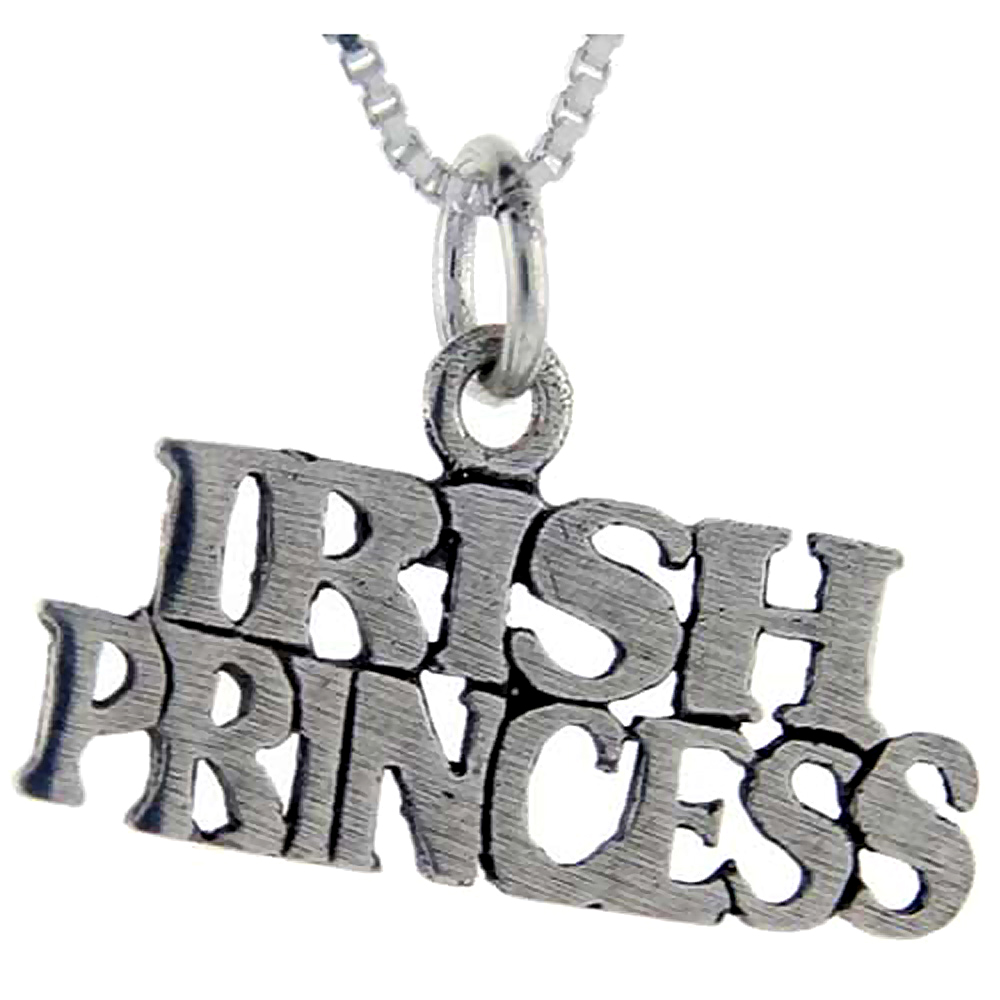 Sterling Silver Irish Princess Word Pendant, 1 inch wide