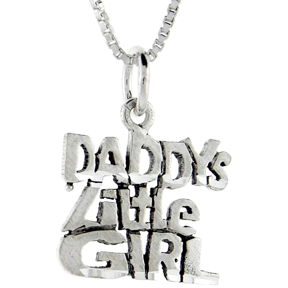 Sterling Silver Daddy&#039;s Little Girl Word Pendant, 1 inch wide