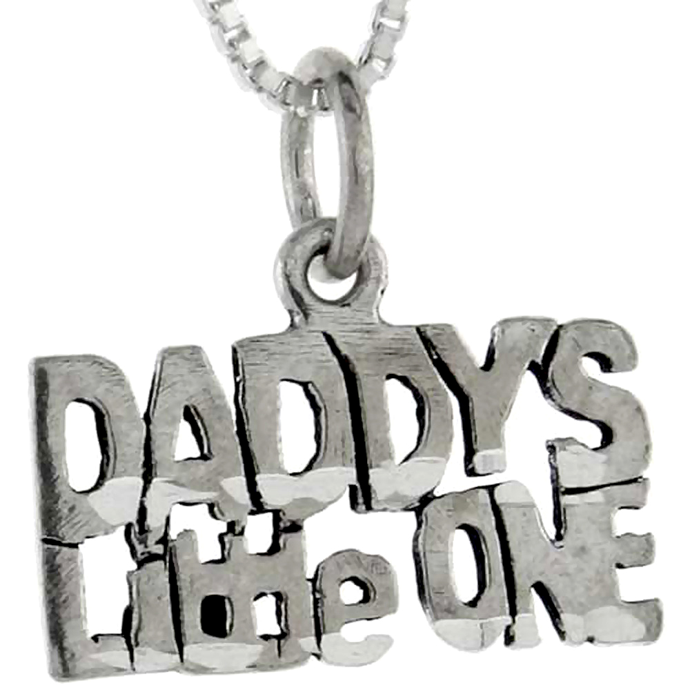 Sterling Silver Daddy's Little One Word Pendant, 1 inch wide