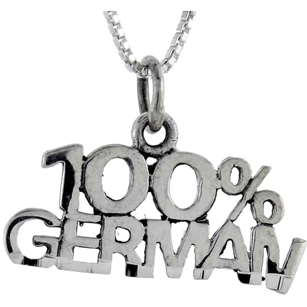Sterling Silver 100% German Word Pendant, 1 inch wide