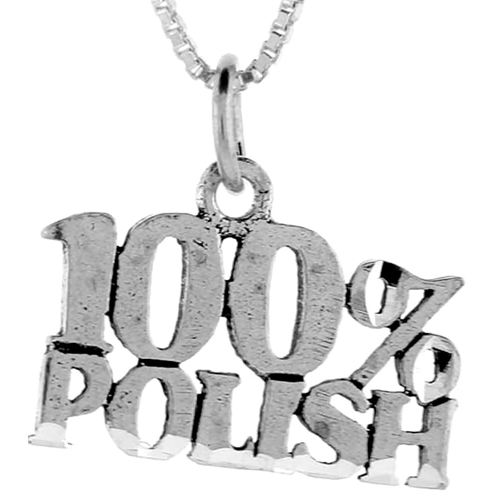 Sterling Silver 100% Polish Word Pendant, 1 inch wide