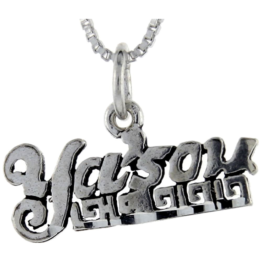 Sterling Silver Yasou Word Pendant, 1 inch wide