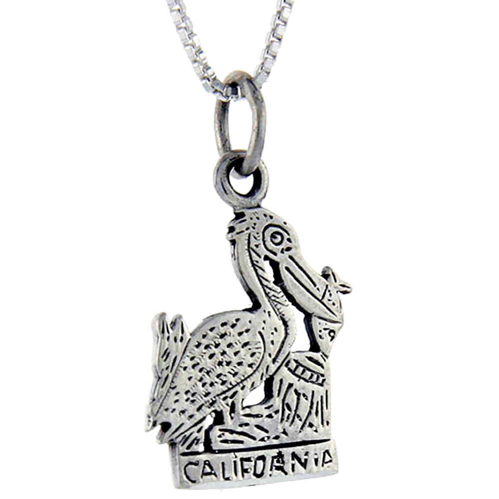 Sterling Silver California Word Pendant, 1 inch wide