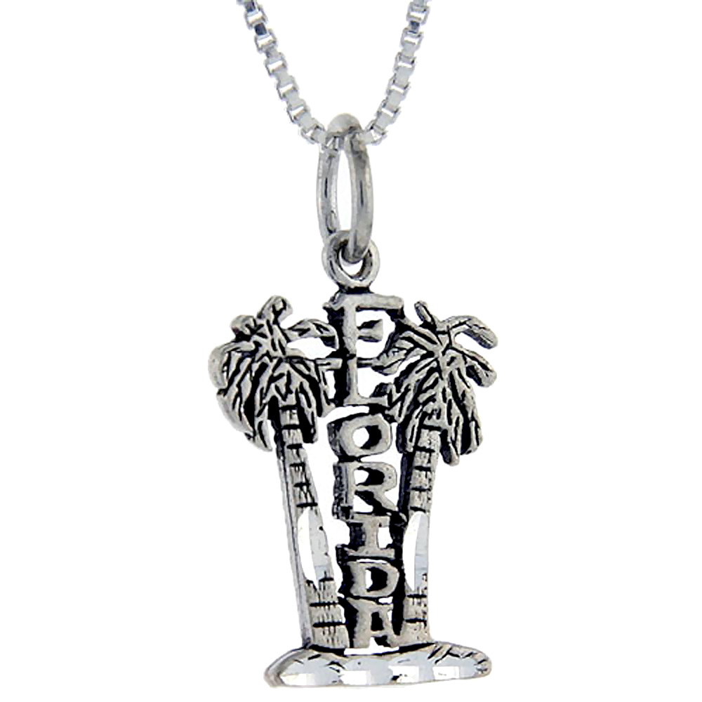 Sterling Silver Florida Word Pendant, 1 inch wide