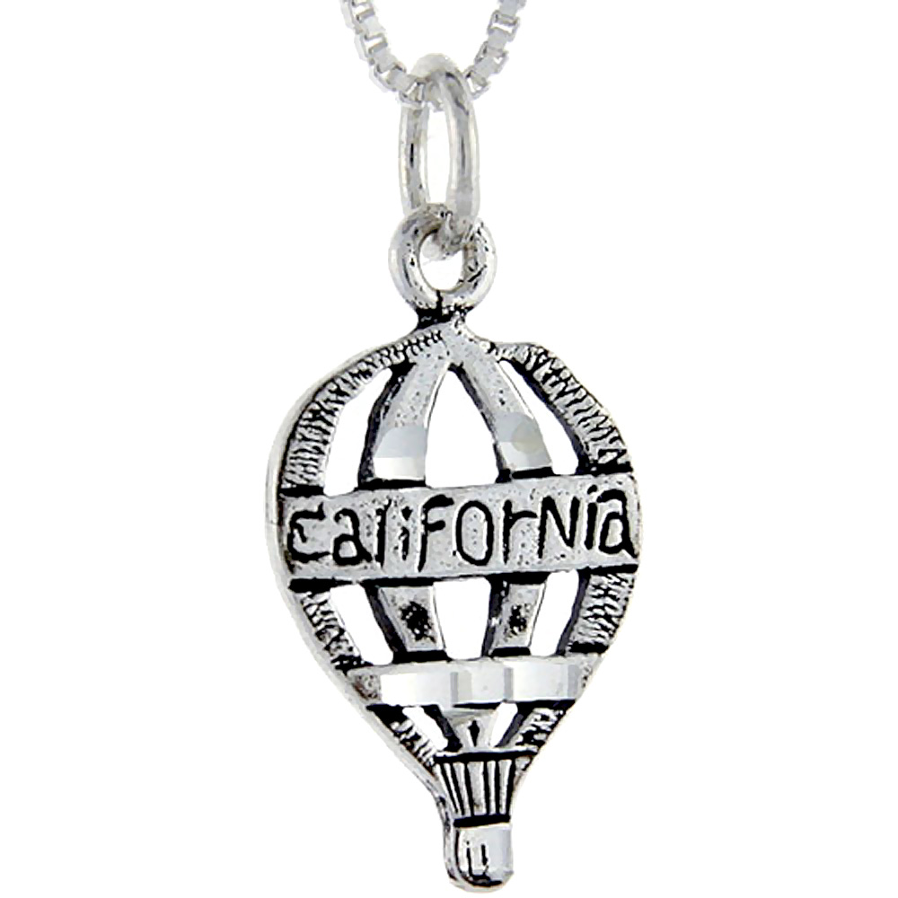 Sterling Silver California Word Pendant, 1 inch wide