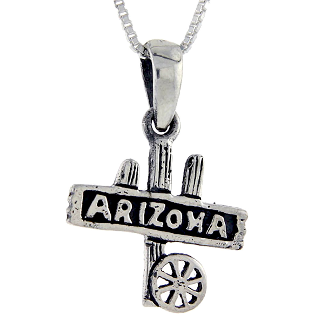 Sterling Silver Arizona Word Pendant, 1 inch wide