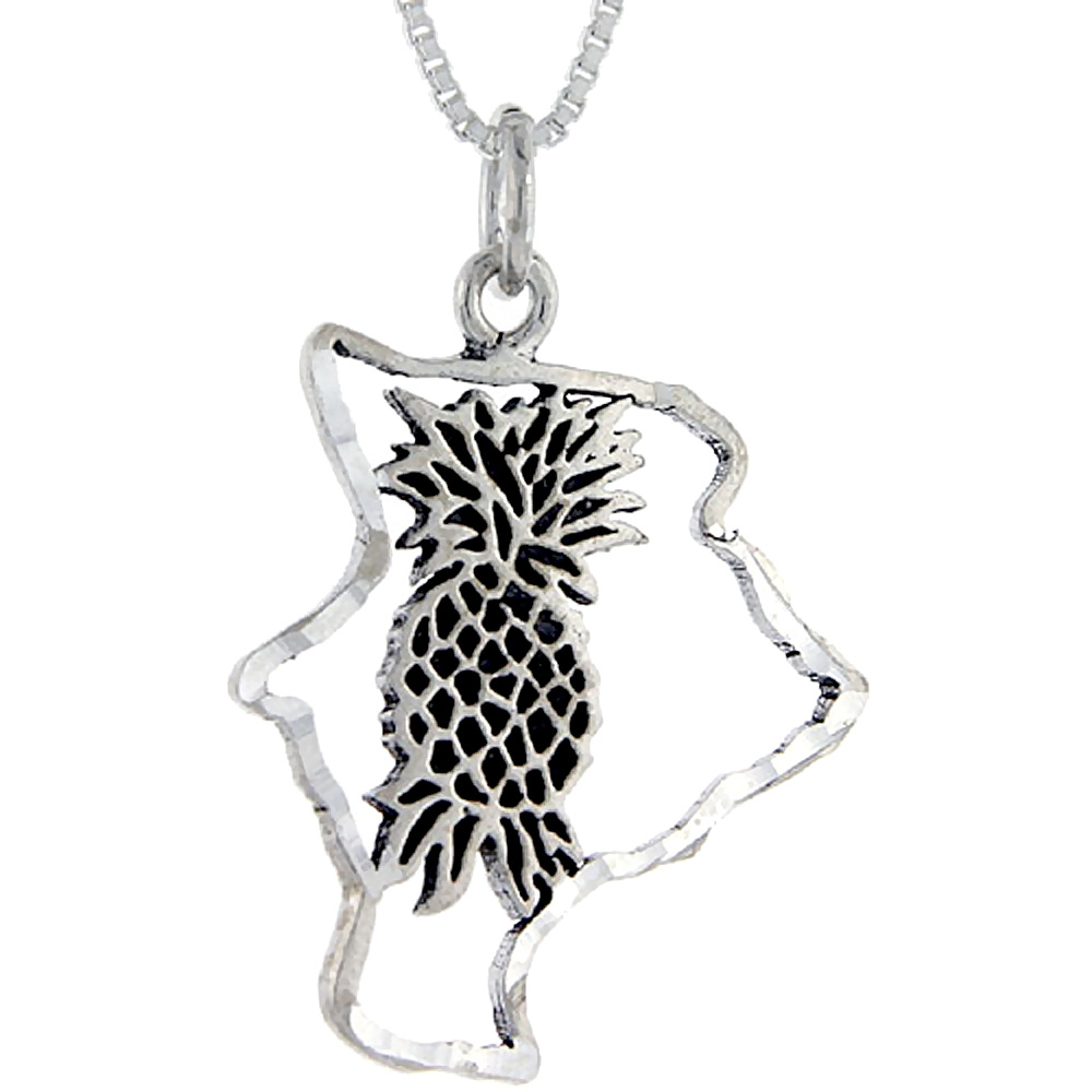 Sterling Silver Hawaii Word Pendant, 1 inch wide